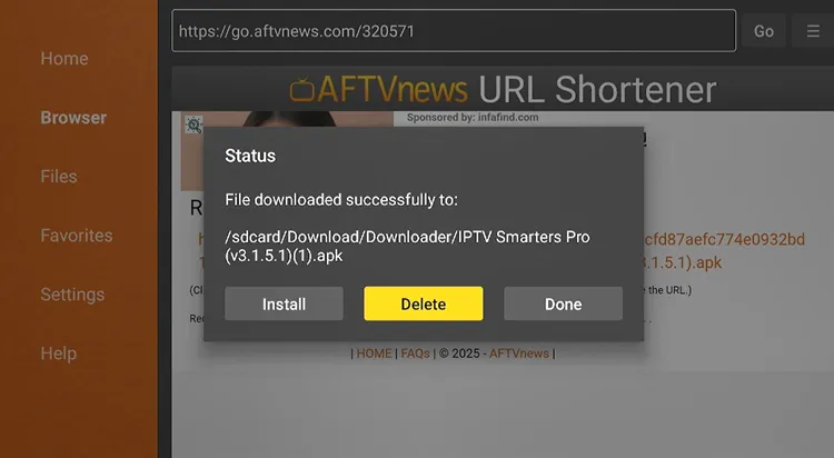 Delete IPTV Smarters Pro APK file after installation