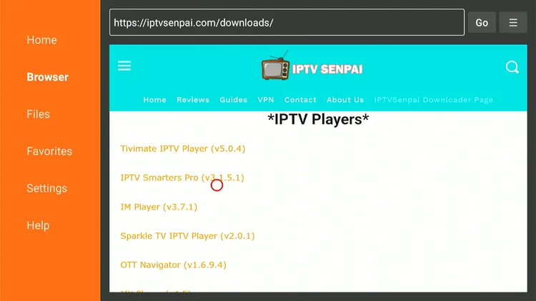 Find IPTV Smarters Pro in the IPTV Players section of Downloader