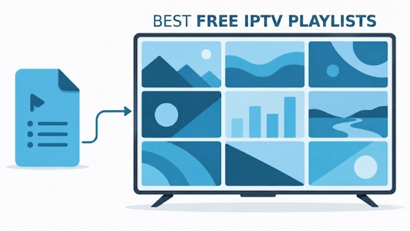 Free popular IPTV playlist illustration with M3U channels loading