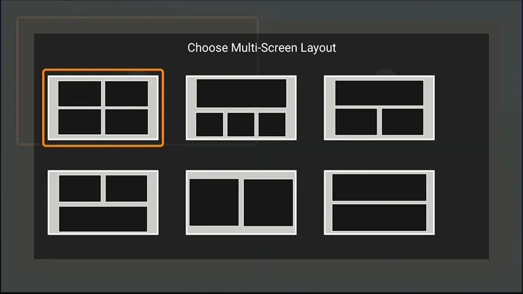 Choose multi-screen layout in IPTV Smarters Pro