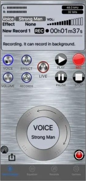 Live Voice Changer Prankcall app interface on iPhone