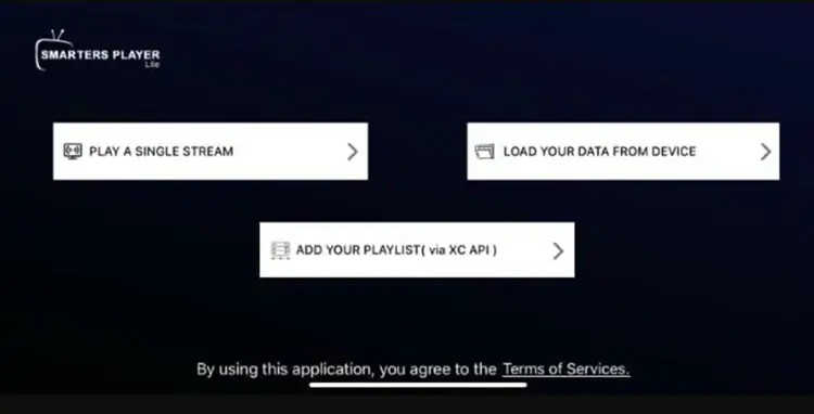 Smarters Player Lite login screen on iPhone
